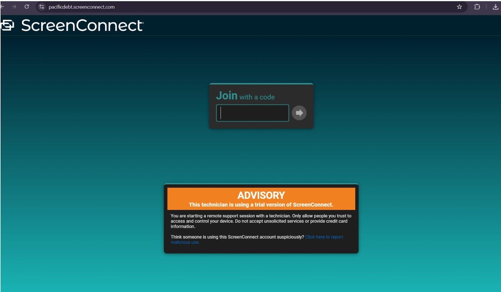 ScreenConnect join page