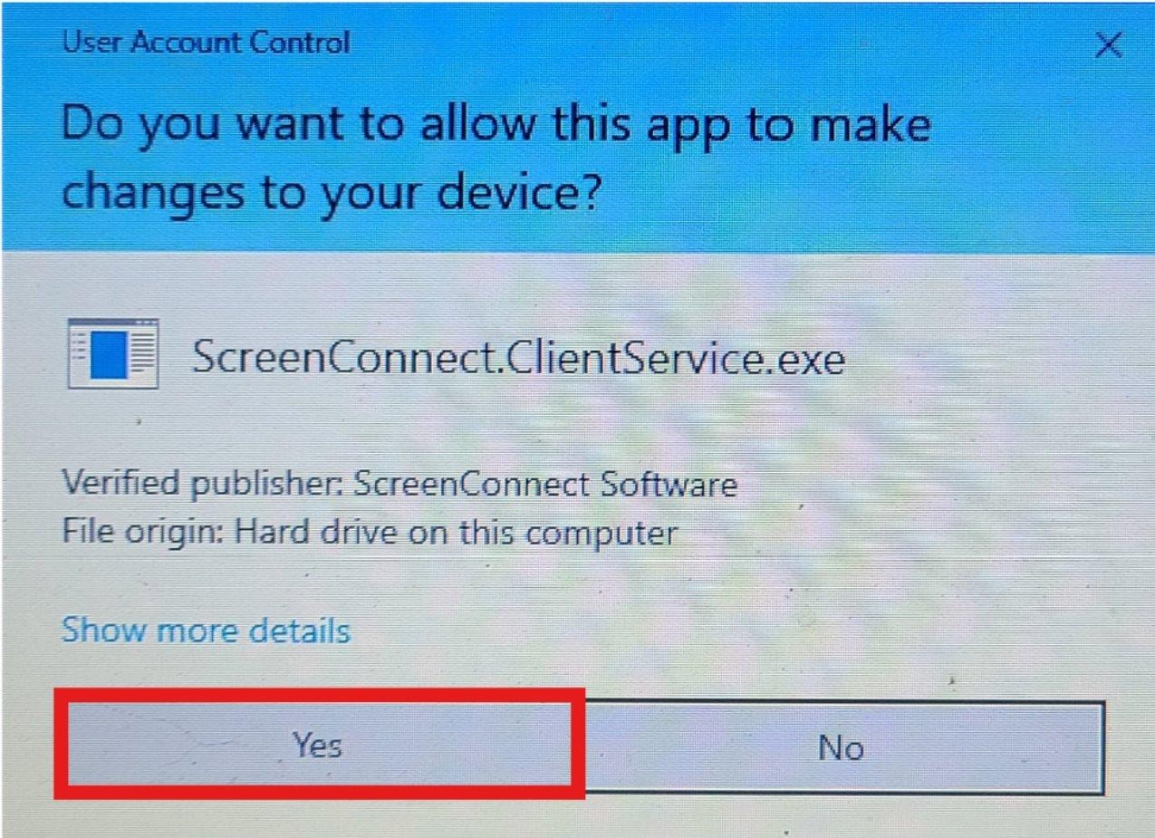 User Account Control prompt